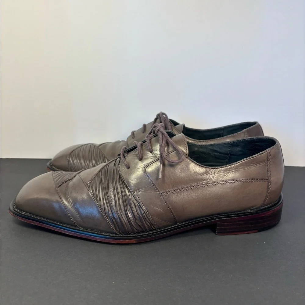 Giorgio Brutini Men’s Leather Oxford 13M Brown Ruched Square Toe Dress Formal